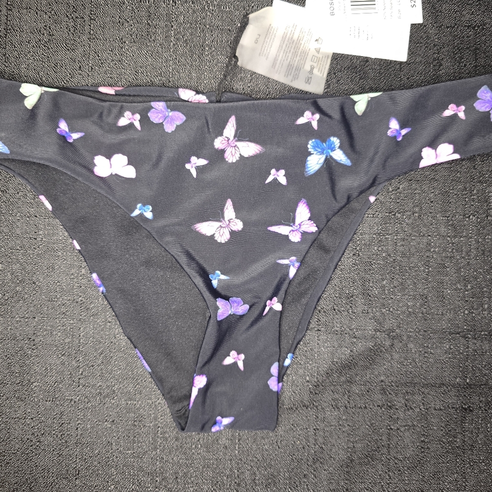 Black Bikini Bottom with Butterfly Print